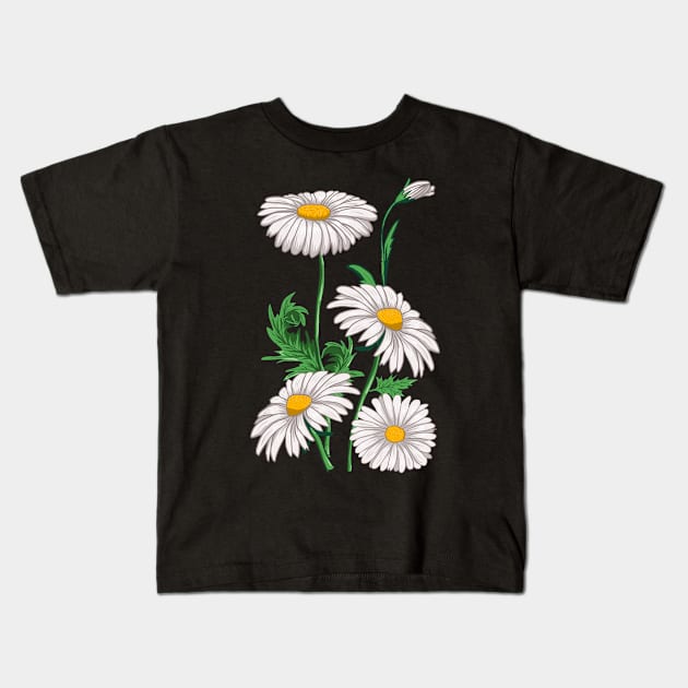 Daisies Chamomile Marguerites Bouquet Vintage Daisy Flower Kids T-Shirt by Ai Wanderer